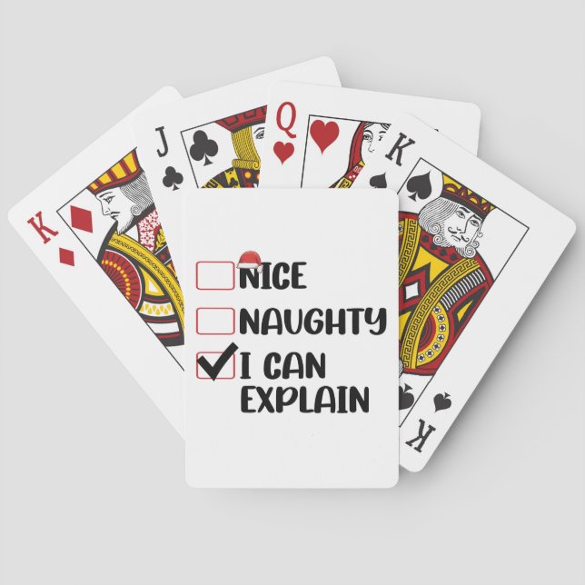 Nice Naughty I Can Explain Christmas List Santa  Playing Cards (Back)