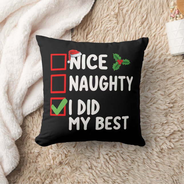 Nice Naughty I Did My Best Christmas List Family Cushion (Blanket)