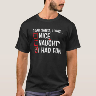 Nice Naughty I Had Fun Funny Santa Claus Christmas T-Shirt