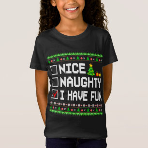 Nice Naughty I Have Fun Christmas List Kids Boys G T-Shirt