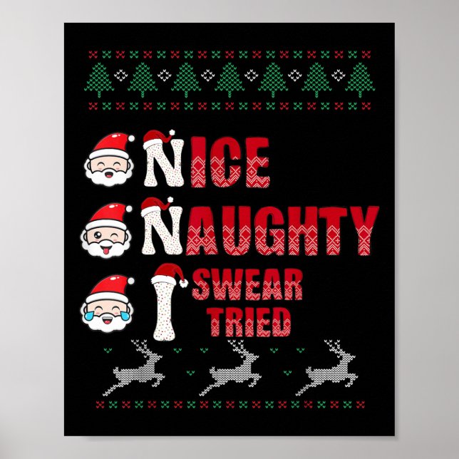 Nice Naughty I Swear I Tried List Xmas Lover Chris Poster (Front)
