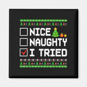 Nice Naughty I Tried Christmas List Kids Boys Girl Magnet