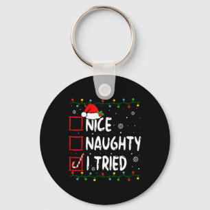 Nice Naughty I Tried Christmas List Santa Claus Fu Key Ring