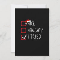 Nice Naughty I Tried Christmas List Xmas Santa Cla