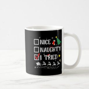 Nice Naughty I Tried Cute Christmas Tree Santa Hat Coffee Mug