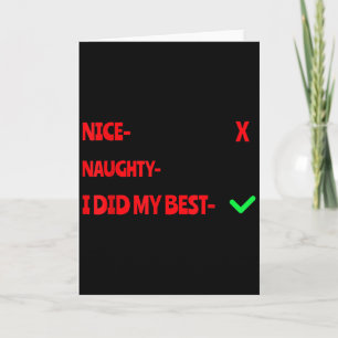 Nice Naughty I Tried Funny Christmas Matching  Card