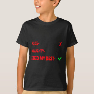Nice Naughty I Tried Funny Christmas Matching T-Shirt