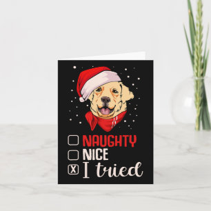 Nice Naughty I Tried Golden Retriever Christmas Pa Card