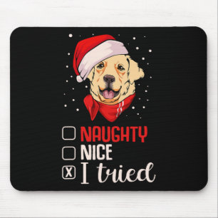 Nice Naughty I Tried Golden Retriever Christmas Pa Mouse Pad