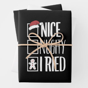 Nice Naughty I Tried Santa's Naughty List Xmas Wrapping Paper Sheet