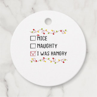 Nice Naughty I Was Hangry List Christmas Favour Tags