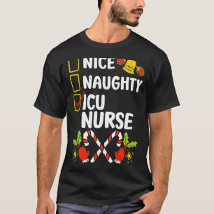 Nice Naughty ICU Nurse Christmas Santa Checklist T-Shirt