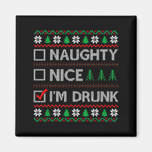 Nice Naughty I'm Drunk Checklist Ugly Christmas Sw Magnet