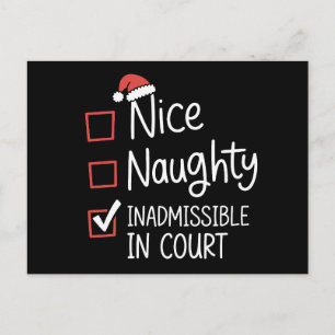 Nice Naughty Inadmissible In Court Christmas Santa Holiday Postcard