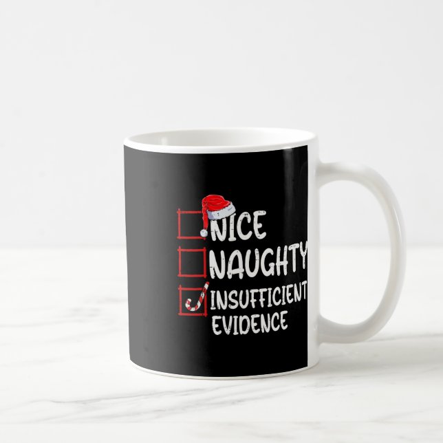 Nice naughty insufficient evidence christmas list  coffee mug (Right)