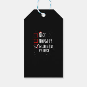 Nice Naughty Insufficient Evidence Christmas List Gift Tags