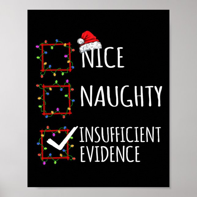 Nice Naughty Insufficient Evidence Christmas List  Poster (Front)