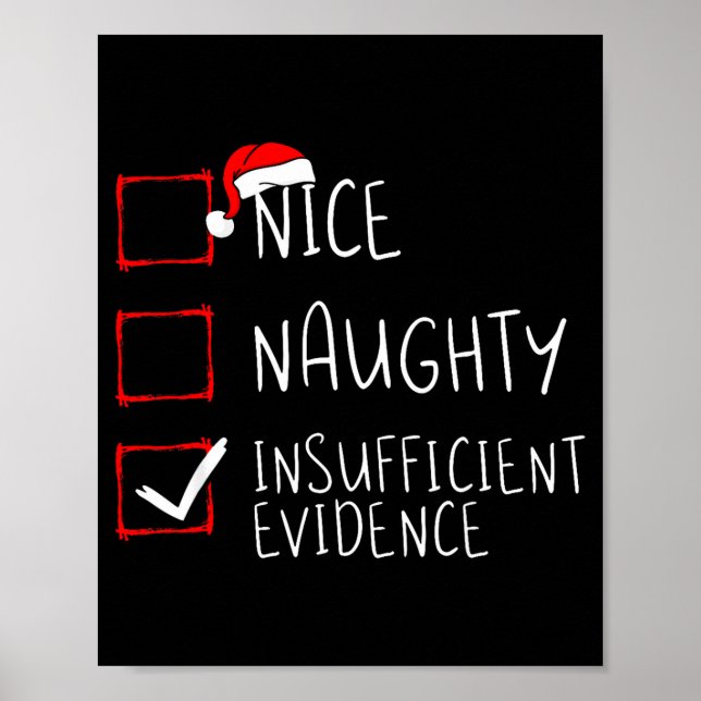 Nice Naughty Insufficient Evidence Christmas Santa Poster (Front)