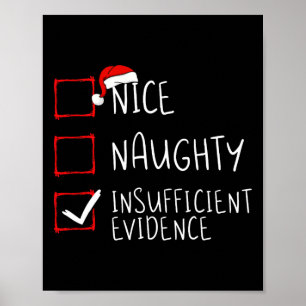 Nice naughty insufficient evidence christmas santa poster