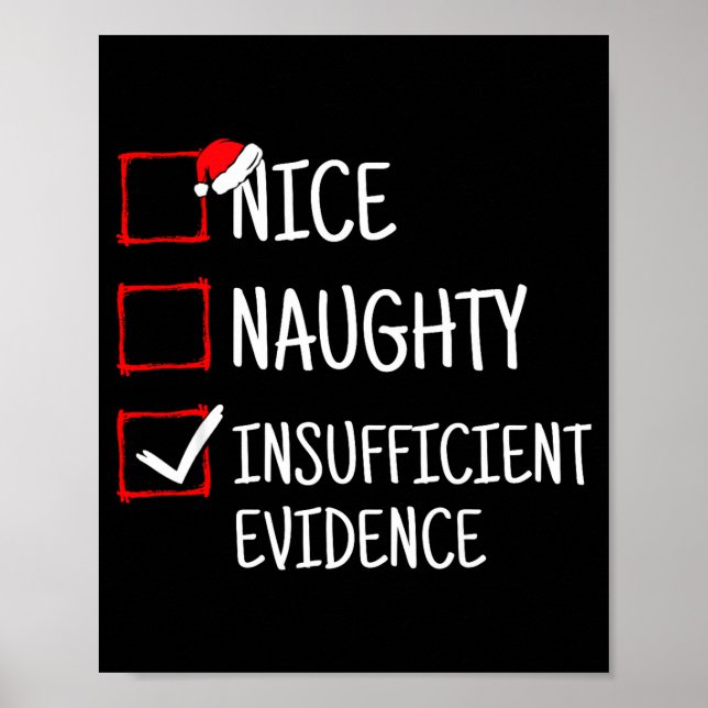 Nice Naughty Insufficient Evidence Funny Christmas Poster (Front)