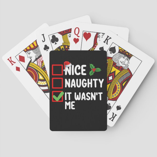 Nice Naughty It Wasn't Me Christmas List Family Playing Cards (Back)