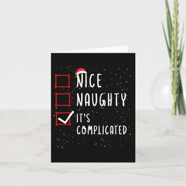 Nice Naughty Its Complicated Christmas List Santa  Card (Front)