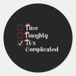 Nice Naughty It's Complicated Cute Christmas Classic Round Sticker