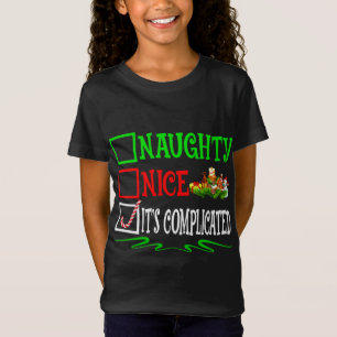 Nice Naughty It's Complicated Santa Christmas List T-Shirt