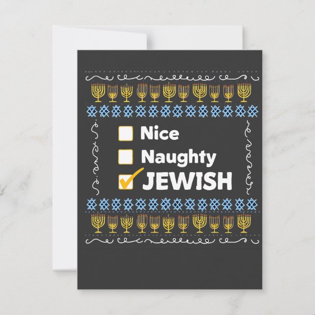 Nice Naughty Jewish Hanukkah Ugly Sweater (Front)