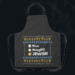 Nice Naughty Jewish Hanukkah Ugly Sweater Apron<br><div class="desc">Ugly sweater,  Hanukkah sweater,  Jewish holiday,  Christmas sweater,  Knitted sweater,  Hanukkah fashion,  Jewish humour,  Naughty nice list,  Ugly sweater design,  Jewish Hanukkah holiday</div>