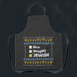 Nice Naughty Jewish Hanukkah Ugly Sweater Apron<br><div class="desc">Ugly sweater,  Hanukkah sweater,  Jewish holiday,  Christmas sweater,  Knitted sweater,  Hanukkah fashion,  Jewish humour,  Naughty nice list,  Ugly sweater design,  Jewish Hanukkah holiday</div>