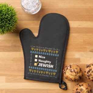 Nice Naughty Jewish Hanukkah Ugly Sweater Oven Mitt