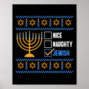 Nice Naughty Jewish Ugly Hanukkah - Hanukkah  Poster