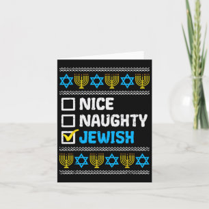 Nice Naughty Jewish Ugly Hanukkah Sweater Chanukah Card
