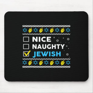 Nice Naughty Jewish Ugly Hanukkah Sweater Chanukah Mouse Pad