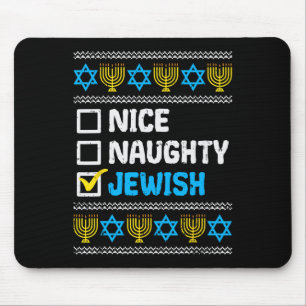 Nice Naughty Jewish Ugly Hanukkah Sweater Chanukah Mouse Pad