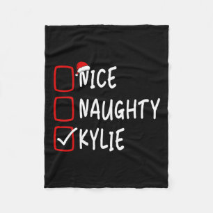 Nice Naughty Kylie Personalised Name Christmas Che Fleece Blanket