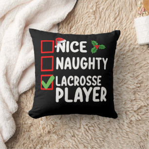 Nice Naughty Lacrosse Player Christmas List Cushion