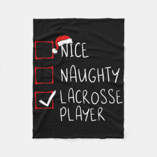 Nice Naughty Lacrosse Player List Christmas Santa  Fleece Blanket