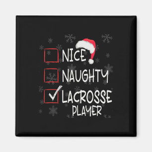 Nice Naughty Lacrosse Player List Christmas Santa Magnet