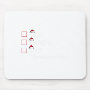 Nice Naughty Left Unsupervised Cute Christmas Mouse Pad