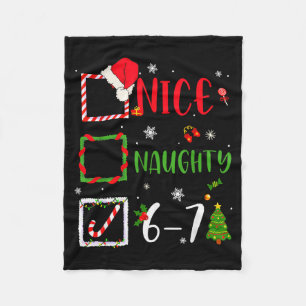 Nice Naughty List 67 Christmas Brainrot Funny 6-7 Fleece Blanket