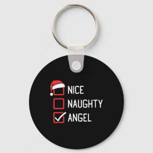 Nice Naughty List Angel Christmas 1 Key Ring