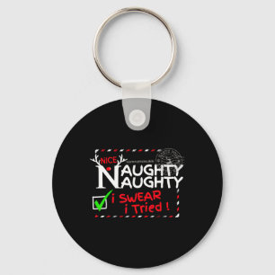 Nice Naughty List I Swear I Tried Christmas Pajama Key Ring