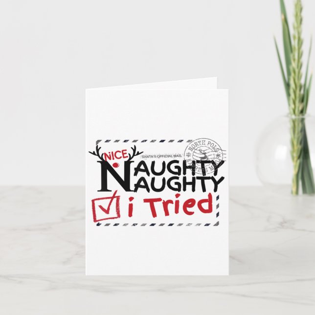 Nice Naughty List I Tried Fun Playful Christmas Pa Card (Front)