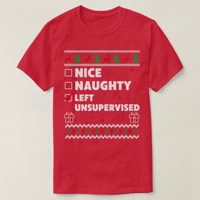 Nice Naughty List Ugly Christmas Design Funny T-Shirt (Design Front)