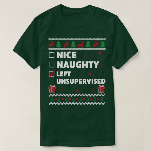 Nice Naughty List Ugly Christmas Design Funny T-Shirt (Design Front)