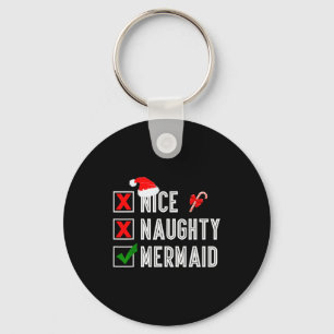 Nice Naughty Mermaid Merry Christmas Santa Claus X Key Ring
