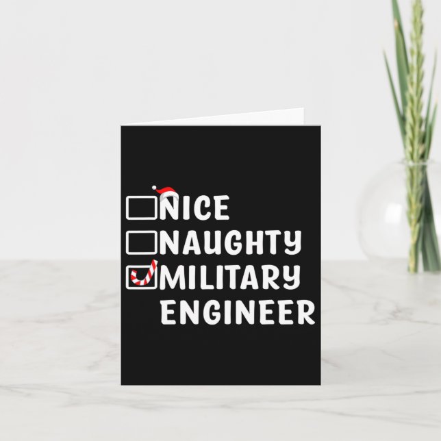 Nice Naughty Military Engineer Funny Christmas Eng Card (Front)
