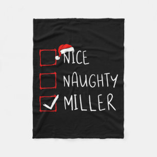 Nice Naughty Miller Christmas List Xmas Santa Clau Fleece Blanket